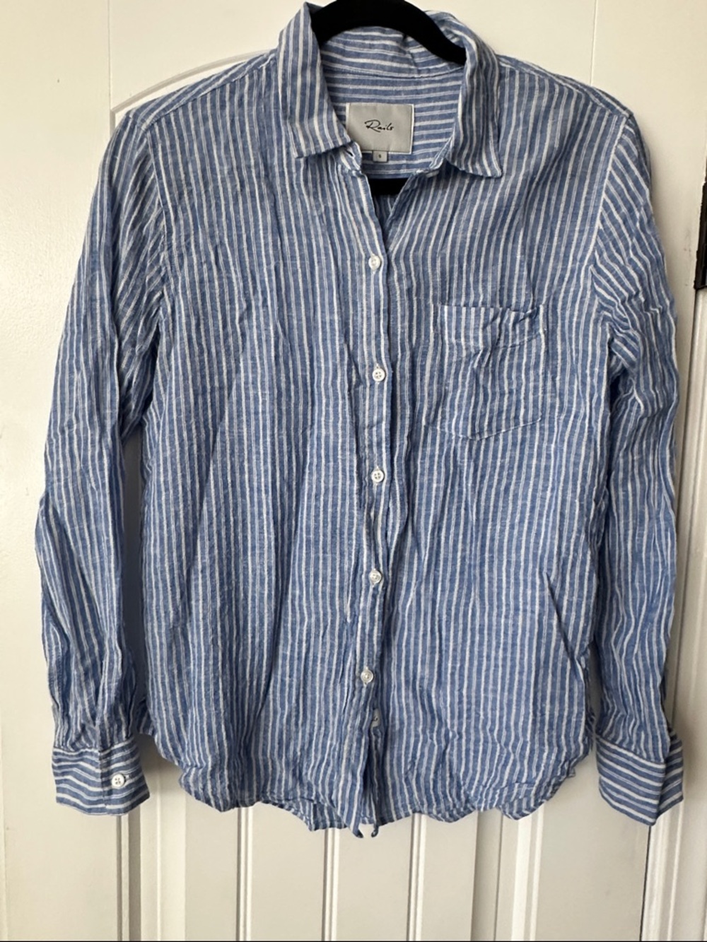 Rails Blue and White Striped Button-Up Shirt